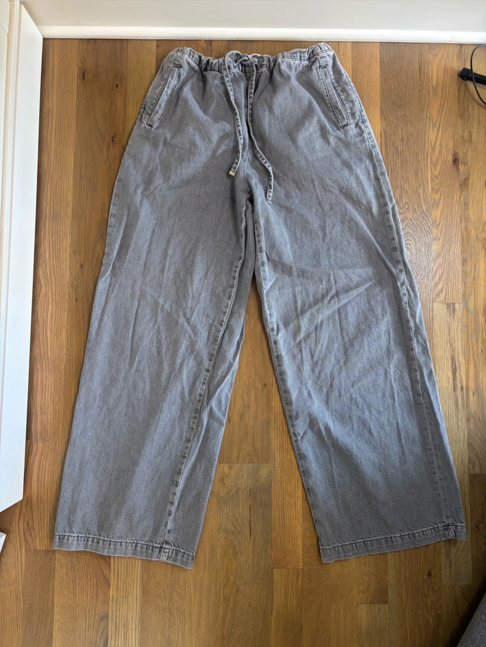 Zara Gray Casual Drawstring Jeans